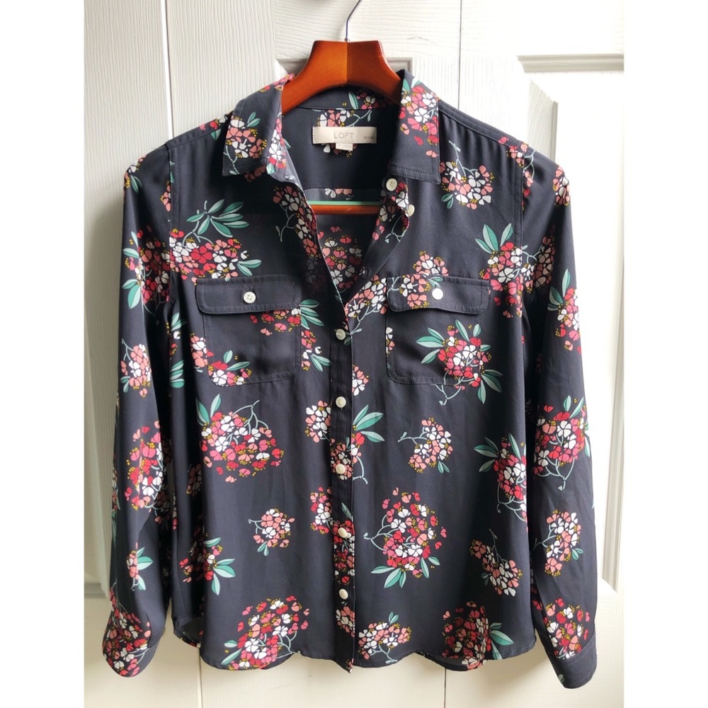 Loft Floral Button Down Blouse